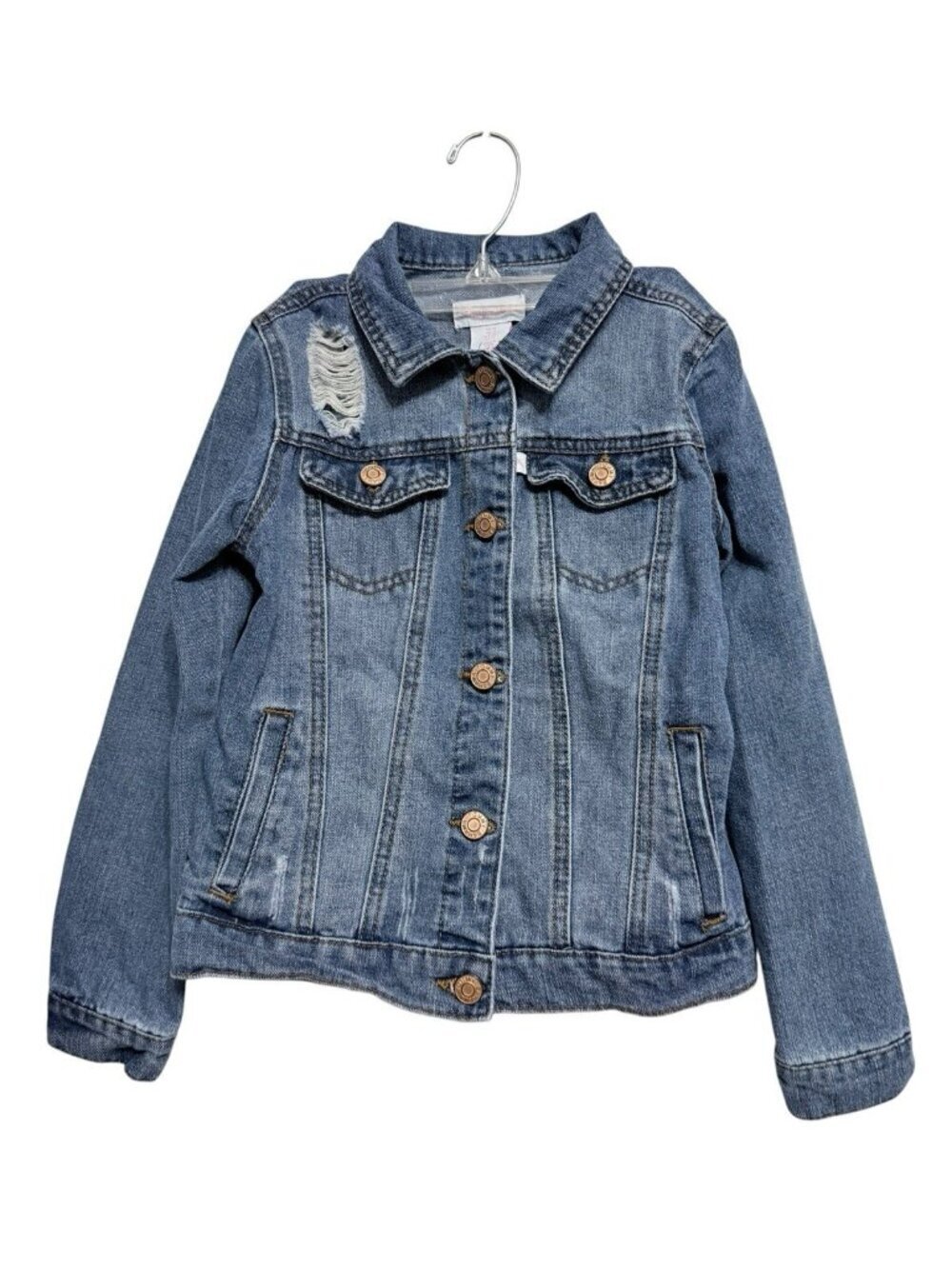 Tommy Bahama Girls Size 10 Distressed Denim Trucker Jacket Medium Wash Jean